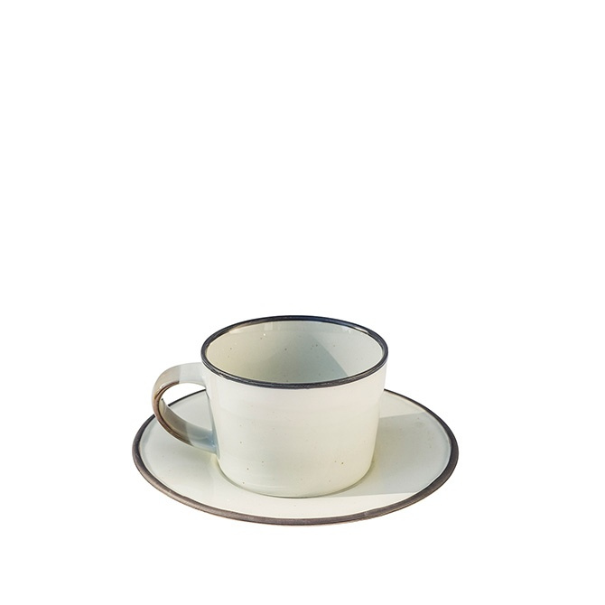 Coffee cup with saucer brown line