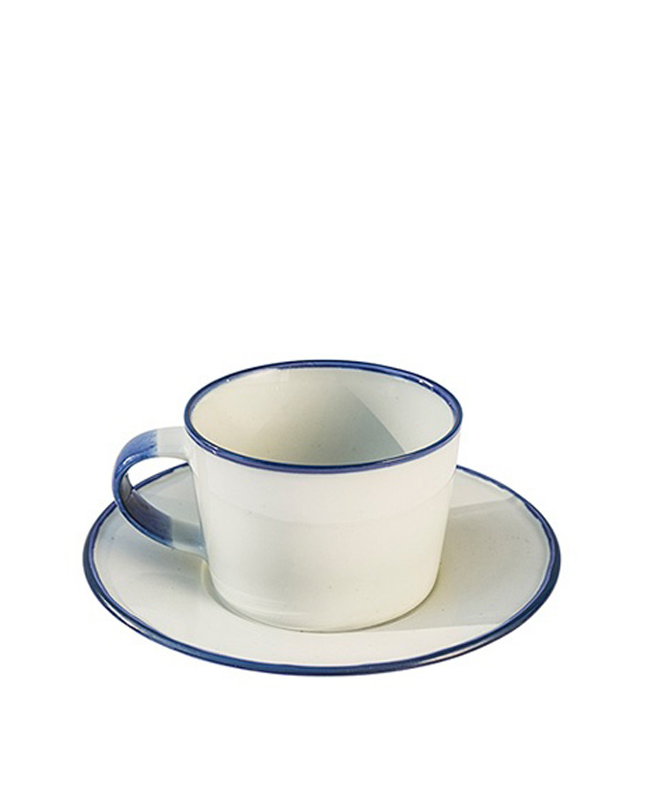 Coffee cup with saucer blue line