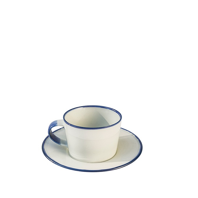 Coffee cup with saucer blue line