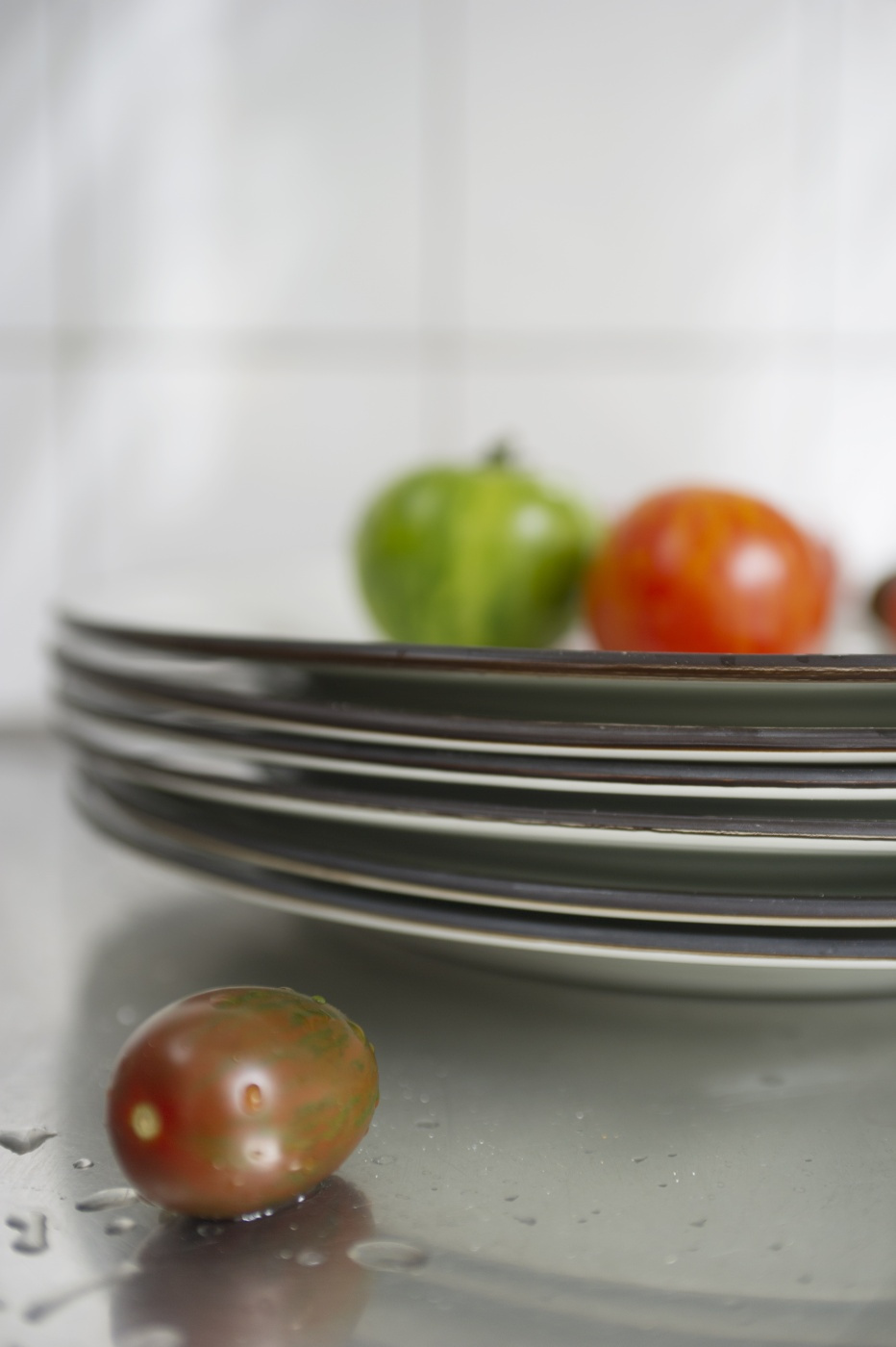 Chop plate round Ovanåker brown line